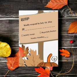 パンプキエレガントン素朴紅葉秋の結婚式 出欠カード