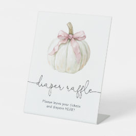 パンプキエレガントン&ピンクボウおむつラッフルサイン 台座サイン
