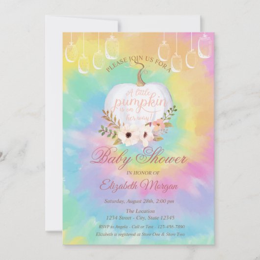 パンプキエレガントン、フローラ絞り染めベビーシャワー 招待状 (正面)