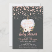 パンプキエレガントン，フローラ,バラ金ゴールドベビーシャワー 招待状 (正面)