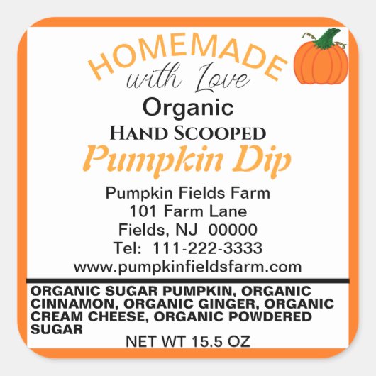 パンプキオーガニックンディップスパイス スクエアシール (正面)
