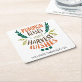 パンプキカラフルンキス感謝祭パーソナライズされた スクエアペーパーコースター (アングル)