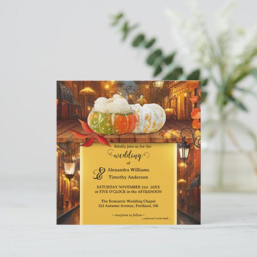 パンプキカラフルンスファンタジー秋の結婚式 招待状 (スタンド正面)