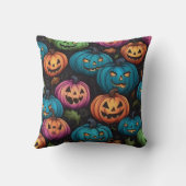 パンプキカラフルンハロウィーンパターン クッション (裏面)