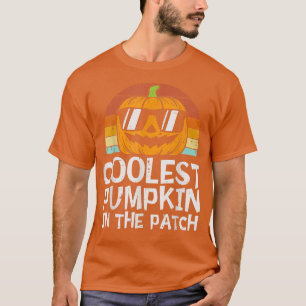 パンプキクールンのパッチの幼児の少年のハロウィー Tシャツ