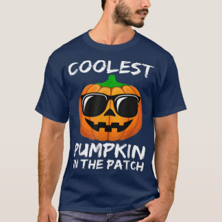 パンプキクールンのパッチハロウィーンの男の子の女の子 Tシャツ
