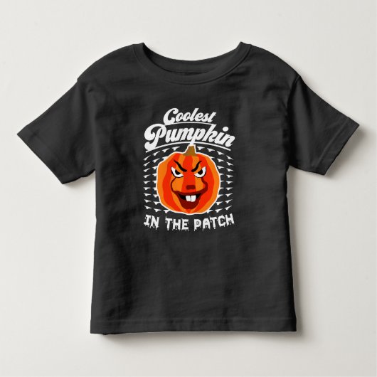 パンプキクールンのパッチ – 面白いハロウィーン トドラーTシャツ (正面)