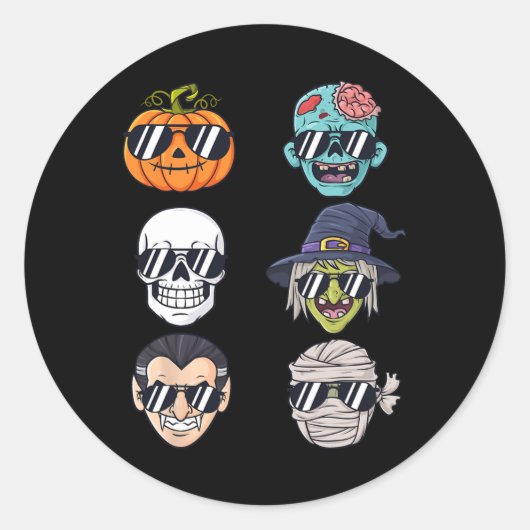 パンプキクールンハロウィーンスケルトンウィッチヴァンパイアB ラウンドシール (正面)