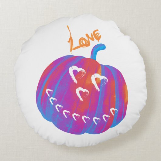 パンプキサイケデリックンハート円枕 ラウンドクッション (裏面)