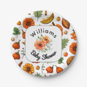 パンプキスタイリッシュンフローラ秋ベビーシャワー ペーパープレート (正面)
