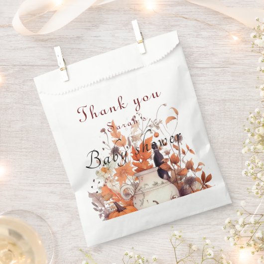 パンプキスタイリッシュン秋ベビーシャワー フェイバーバッグ (クリップ留めされた状態)
