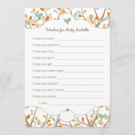 パンプキパーソナライズされたンの赤ちゃんシャワーの願い アドバイスカード