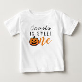 パンプキパーソナライズされたンスウィートワン1歳の誕生日 ベビーTシャツ (正面)