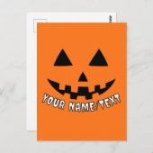 パンプキパーソナライズされたンハロウィーンあなたの名前または文字 ポストカード (正面/裏面)