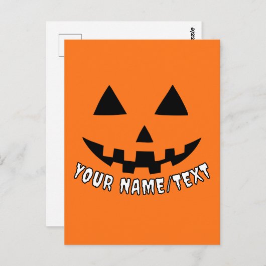 パンプキパーソナライズされたンハロウィーンあなたの名前または文字 ポストカード (正面/裏面)