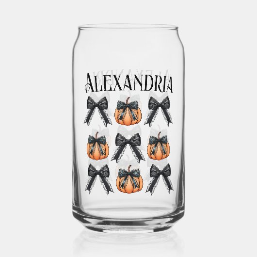 パンプキパーソナライズされたンボウハローウィンパーティ ガラス缶 (裏面)