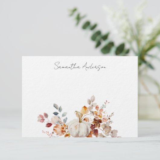 パンプキパーソナライズされたン秋秋フラットノートカード ノートカード (スタンド正面)