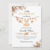 パンプキミニマルンガールモダン秋ベビーシャワー 招待状 (正面)