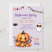 パンプキモダンンカラフルキャンディーキッズハローウィンパーティ 招待状 (正面)