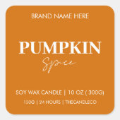 パンプキモダンンスパイス | 秋の秋キャンドル スクエアシール (正面)