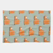 パンプキモダンンパンプキンパイパターンクリームグリーン キッチンタオル (横)