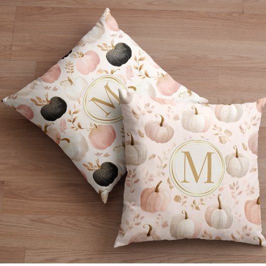 パンプキモダンンモノグラムパーソナライズされたイニシャル クッション