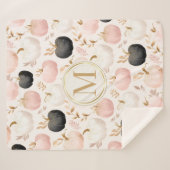 パンプキモダンンモノグラムパーソナライズされたイニシャル シェルパブランケット (正面(横))