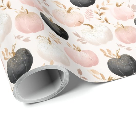 パンプキモダンンモノグラムパーソナライズされたイニシャル ラッピングペーパー (ロールコーナー)