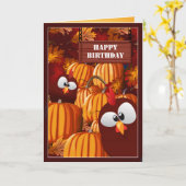 パンプキンおもしろいパッチ誕生日ウィッシュ カード (黄色い花)