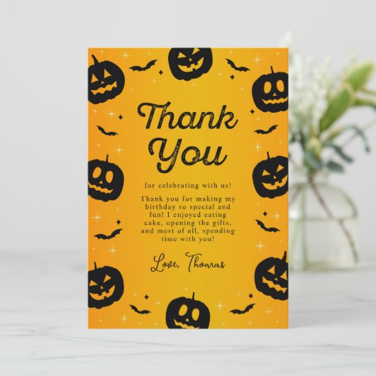 パンプキンこうもりハロウィーン誕生日サンキューカード サンキューカード (スタンド正面)