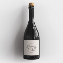 パンプキンつる植物モノグラム結婚ズ スパークリングワインラベル