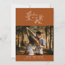 パンプキンつる植物モノグラム結婚ズ セーブザデート