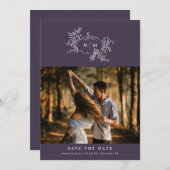 パンプキンつる植物モノグラム結婚ズ セーブザデート (正面/裏面)