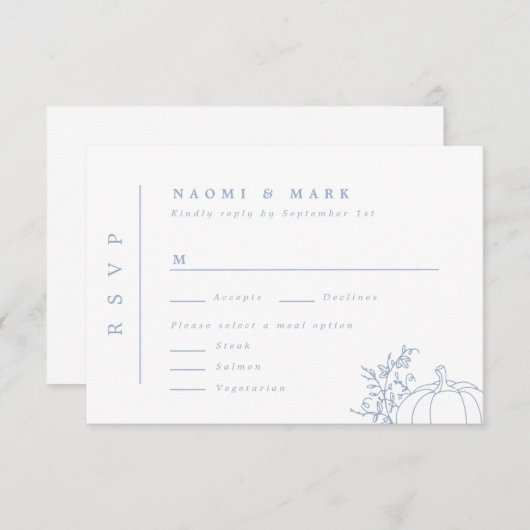 パンプキンつる植物モノグラム結婚ズ 出欠カード (正面/裏面)