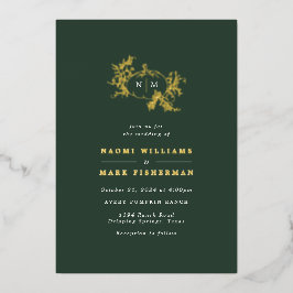 パンプキンつる植物モノグラム結婚ズ 箔招待状