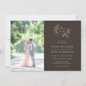 パンプキンつる植物モノグラム結婚式招待状 招待状 (正面)