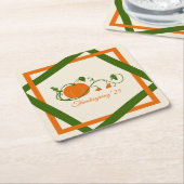 パンプキンつる植物格子 スクエアペーパーコースター (アングル)