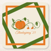 パンプキンつる植物格子 スクエアペーパーコースター (正面)