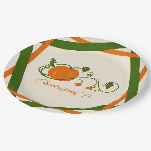 パンプキンつる植物格子 ペーパープレート (アングル)