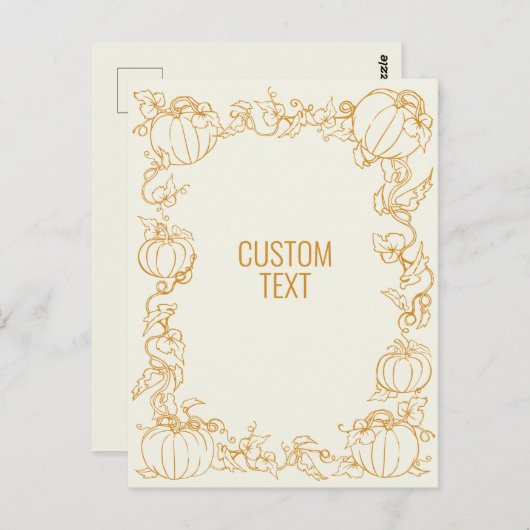 パンプキンつる植物秋秋感謝祭フレームカスタム ポストカード (正面/裏面)