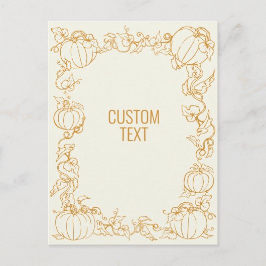 パンプキンつる植物秋秋感謝祭フレームカスタム ポストカード (正面)