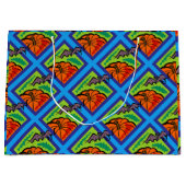 パンプキンとこうもりのパターン，名前，ハロウィーン， ZSG ラージペーパーバッグ (正面)