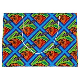 パンプキンとこうもりのパターン，名前，ハロウィーン， ZSG ラージペーパーバッグ