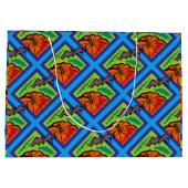 パンプキンとこうもりのパターン，名前，ハロウィーン， ZSG ラージペーパーバッグ (裏面)