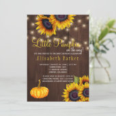 パンプキンとひまわりが可愛らしい農村風の木製ベビーシャワー 招待状 (スタンド正面)