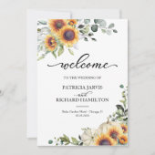 パンプキンとひまわりの秋のウェディングセレモニープログラム 招待状 (正面)