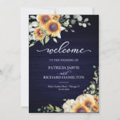 パンプキンとひまわりの秋のウェディングセレモニープログラム 招待状 (正面)