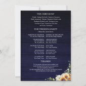 パンプキンとひまわりの秋のウェディングセレモニープログラム 招待状 (裏面)