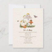 パンプキンとキノコの森の昆虫の男の子のベビーシャワー 招待状 (正面)