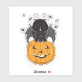 パンプキンとハロウィーンの不気味な猫 シール (シート)
